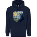Cat Vangogh Funny Feline Painting Childrens Kids Hoodie Navy Blue