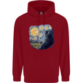 Cat Vangogh Funny Feline Painting Childrens Kids Hoodie Red