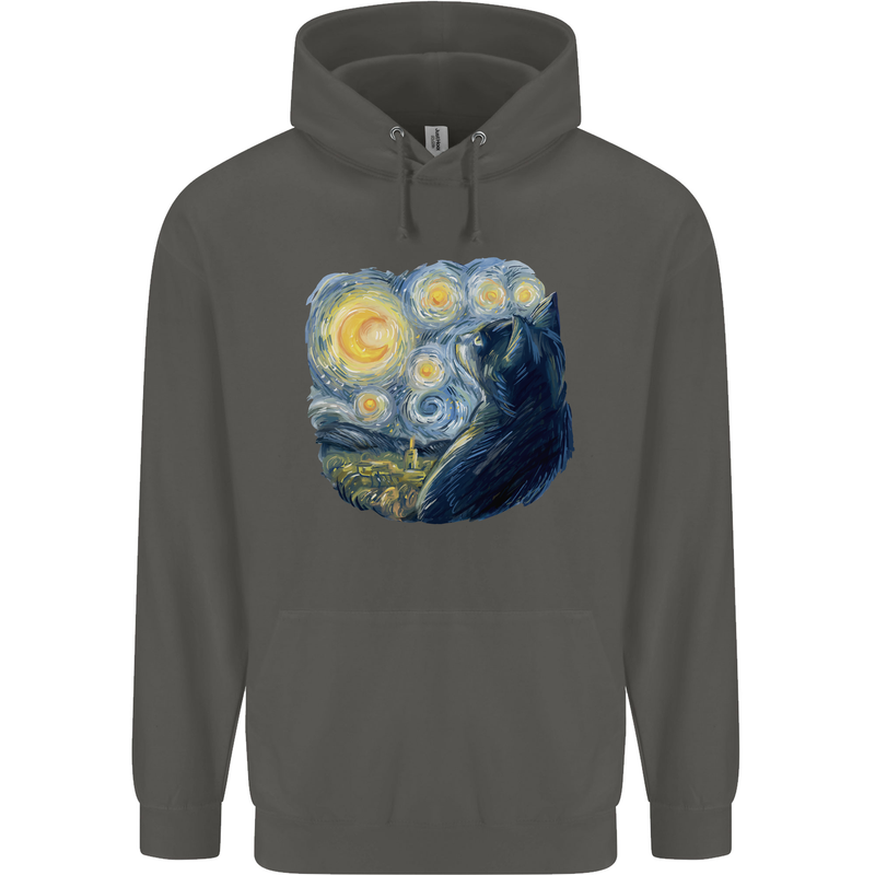 Cat Vangogh Funny Feline Painting Childrens Kids Hoodie Storm Grey