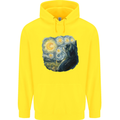 Cat Vangogh Funny Feline Painting Childrens Kids Hoodie Yellow