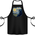 Cat Vangogh Funny Feline Painting Cotton Apron 100% Organic Black