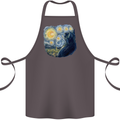 Cat Vangogh Funny Feline Painting Cotton Apron 100% Organic Dark Grey