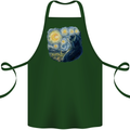 Cat Vangogh Funny Feline Painting Cotton Apron 100% Organic Forest Green