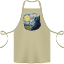Cat Vangogh Funny Feline Painting Cotton Apron 100% Organic Khaki