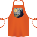 Cat Vangogh Funny Feline Painting Cotton Apron 100% Organic Orange