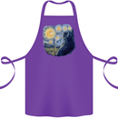 Cat Vangogh Funny Feline Painting Cotton Apron 100% Organic Purple