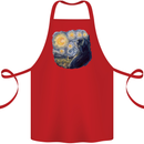 Cat Vangogh Funny Feline Painting Cotton Apron 100% Organic Red