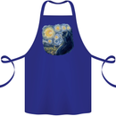 Cat Vangogh Funny Feline Painting Cotton Apron 100% Organic Royal Blue