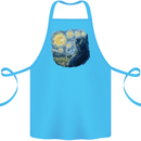 Cat Vangogh Funny Feline Painting Cotton Apron 100% Organic Turquoise