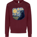 Cat Vangogh Funny Feline Painting Kids Sweatshirt Jumper Maroon