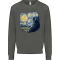 Cat Vangogh Funny Feline Painting Kids Sweatshirt Jumper Storm Grey