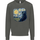 Cat Vangogh Funny Feline Painting Kids Sweatshirt Jumper Storm Grey
