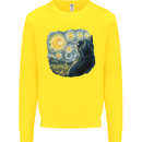 Cat Vangogh Funny Feline Painting Kids Sweatshirt Jumper Yellow