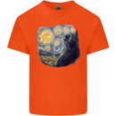 Cat Vangogh Funny Feline Painting Kids T-Shirt Childrens Orange
