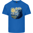 Cat Vangogh Funny Feline Painting Kids T-Shirt Childrens Royal Blue