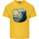 Cat Vangogh Funny Feline Painting Kids T-Shirt Childrens Yellow