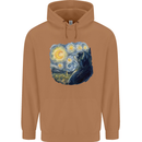 Cat Vangogh Funny Feline Painting Mens 80% Cotton Hoodie Caramel Latte