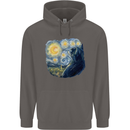 Cat Vangogh Funny Feline Painting Mens 80% Cotton Hoodie Charcoal