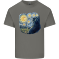 Cat Vangogh Funny Feline Painting Mens Cotton T-Shirt Tee Top Charcoal