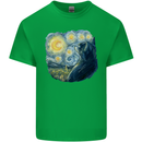 Cat Vangogh Funny Feline Painting Mens Cotton T-Shirt Tee Top Irish Green