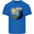 Cat Vangogh Funny Feline Painting Mens Cotton T-Shirt Tee Top Royal Blue