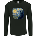Cat Vangogh Funny Feline Painting Mens Long Sleeve T-Shirt Black