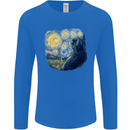 Cat Vangogh Funny Feline Painting Mens Long Sleeve T-Shirt Royal Blue