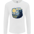 Cat Vangogh Funny Feline Painting Mens Long Sleeve T-Shirt White