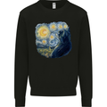 Cat Vangogh Funny Feline Painting Mens Sweatshirt Jumper Black