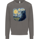 Cat Vangogh Funny Feline Painting Mens Sweatshirt Jumper Charcoal