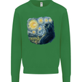 Cat Vangogh Funny Feline Painting Mens Sweatshirt Jumper Irish Green