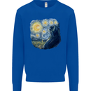Cat Vangogh Funny Feline Painting Mens Sweatshirt Jumper Royal Blue