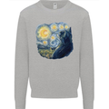 Cat Vangogh Funny Feline Painting Mens Sweatshirt Jumper Sports Grey