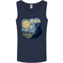 Cat Vangogh Funny Feline Painting Mens Vest Tank Top Navy Blue