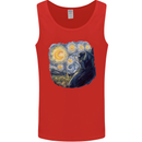 Cat Vangogh Funny Feline Painting Mens Vest Tank Top Red