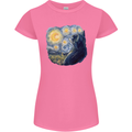 Cat Vangogh Funny Feline Painting Womens Petite Cut T-Shirt Azalea