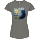 Cat Vangogh Funny Feline Painting Womens Petite Cut T-Shirt Charcoal