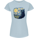 Cat Vangogh Funny Feline Painting Womens Petite Cut T-Shirt Light Blue