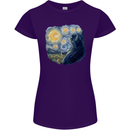 Cat Vangogh Funny Feline Painting Womens Petite Cut T-Shirt Purple