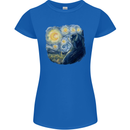 Cat Vangogh Funny Feline Painting Womens Petite Cut T-Shirt Royal Blue