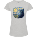 Cat Vangogh Funny Feline Painting Womens Petite Cut T-Shirt Sports Grey