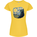 Cat Vangogh Funny Feline Painting Womens Petite Cut T-Shirt Yellow