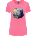 Cat Vangogh Funny Feline Painting Womens Wider Cut T-Shirt Azalea