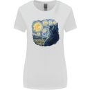 Cat Vangogh Funny Feline Painting Womens Wider Cut T-Shirt White