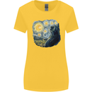 Cat Vangogh Funny Feline Painting Womens Wider Cut T-Shirt Yellow