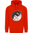 Cat and Dog Yin Yang Childrens Kids Hoodie Bright Red