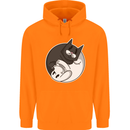 Cat and Dog Yin Yang Childrens Kids Hoodie Orange