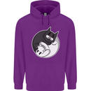 Cat and Dog Yin Yang Childrens Kids Hoodie Purple
