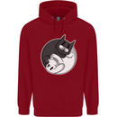 Cat and Dog Yin Yang Childrens Kids Hoodie Red