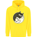 Cat and Dog Yin Yang Childrens Kids Hoodie Yellow